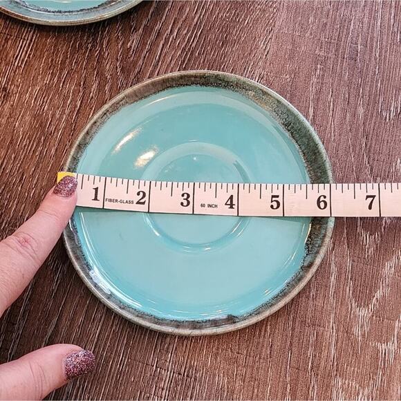 Jaska of California‎ Cascade Ware Blue with Brown Drip Vintage 6 Teacups Saucers - Picture 4 of 13